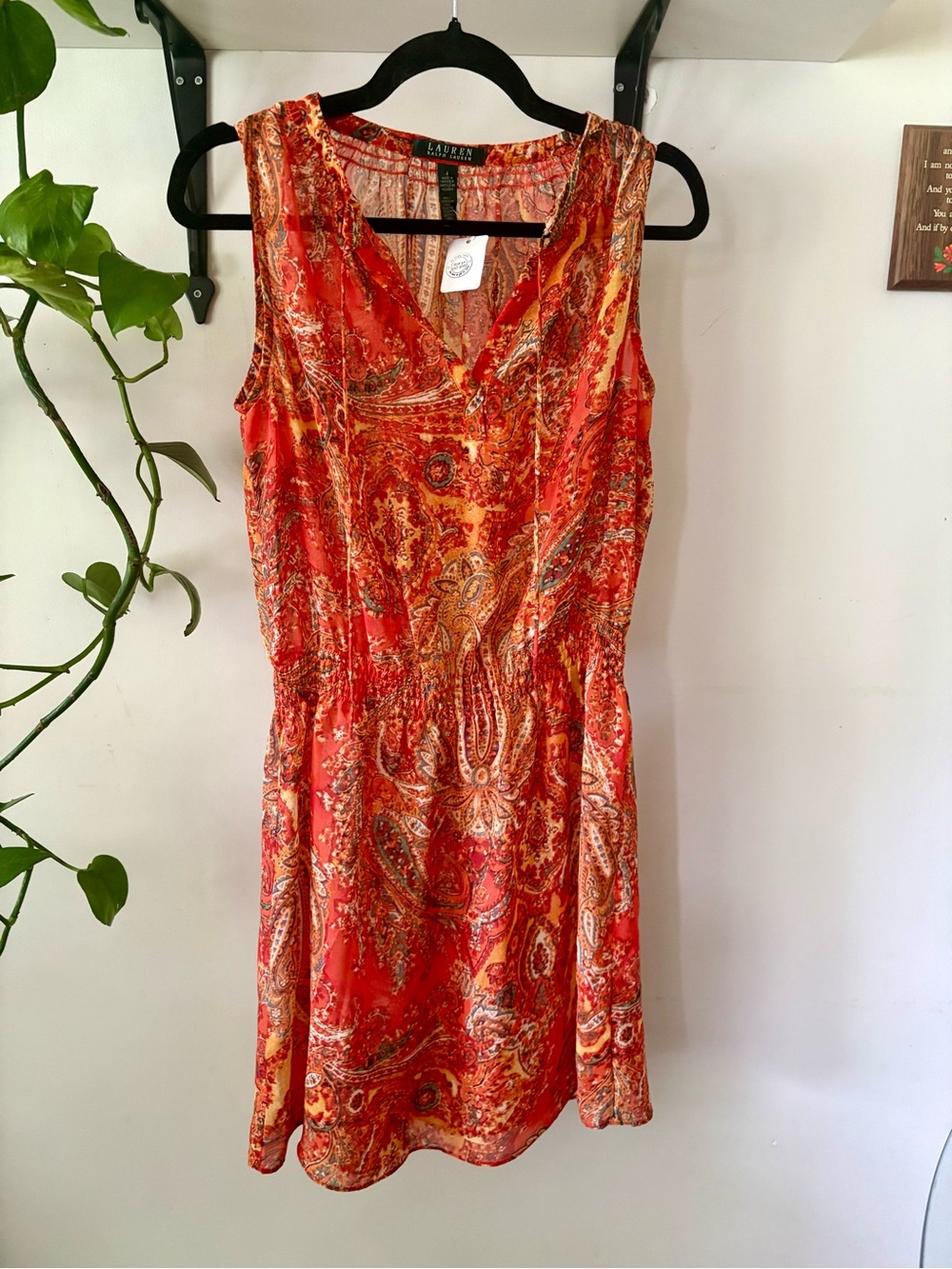 Lauren Ralph Lauren Orange Paisley Sleeveless Dress